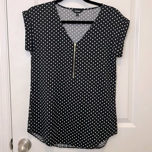 Express Black and white polka dot blouse size small